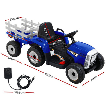 Rigo Kids Electric Ride On Car Tractor Toy Cars 12V Blue - RnR Galore