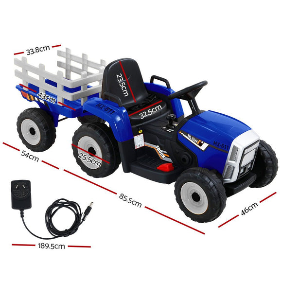 Rigo Kids Electric Ride On Car Tractor Toy Cars 12V Blue - RnR Galore