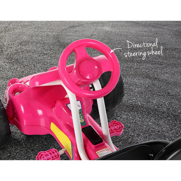 Rigo Kids Pedal Go Kart Ride On Toys Racing Car Plastic Tyre Pink - RnR Galore