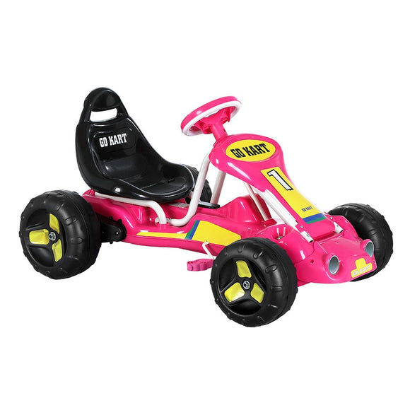 Rigo Kids Pedal Go Kart Ride On Toys Racing Car Plastic Tyre Pink - RnR Galore