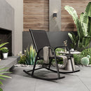 Rocking Chair High Back Rocker Chairs Steel Metal Textilene Fabric - Black - RnR Galore