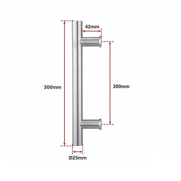 Round 300mm Stainless Steel Push Pull Door Handle for Wood Glass - RnR Galore