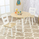 Round Table and 2 Chair Set for children (White Natural) - RnR Galore