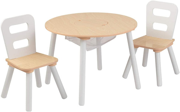 Round Table and 2 Chair Set for children (White Natural) - RnR Galore