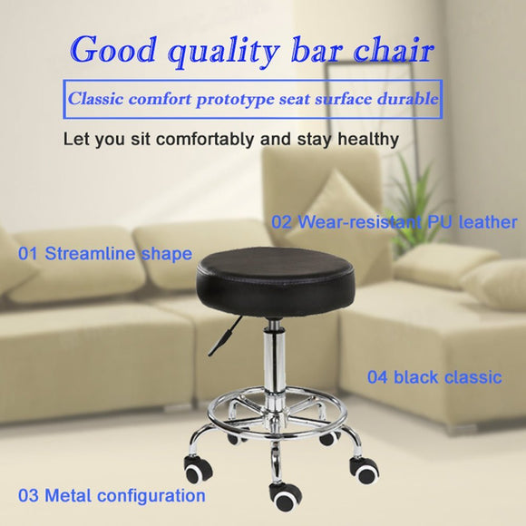 Salon Chair Bar Swivel Stool Office Roller Wheels Portable Height Adjust Leather BS8401 - RnR Galore