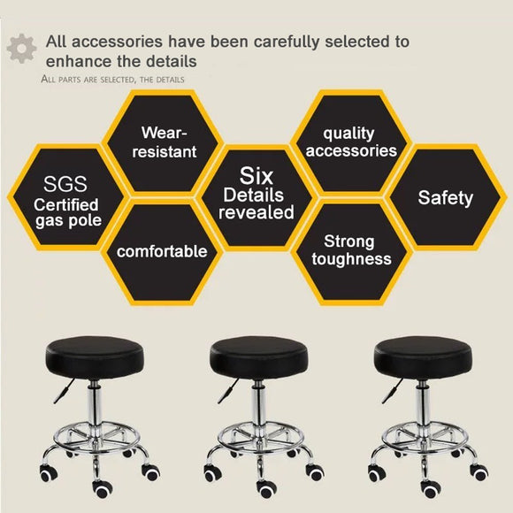 Salon Chair Bar Swivel Stool Office Roller Wheels Portable Height Adjust Leather BS8401 - RnR Galore