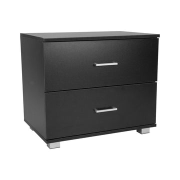 Sarantino Bedside Table Cabinet Storage Chest 2 Drawers Lamp Side Nightstand - Black - RnR Galore