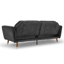 Sarantino Faux Velvet Tufted Sofa Bed Couch Futon - Black - RnR Galore