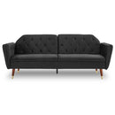 Sarantino Faux Velvet Tufted Sofa Bed Couch Futon - Black - RnR Galore