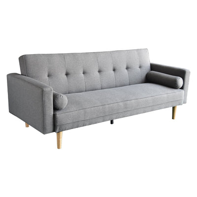 Sarantino Madison Sofa Bed Lounge Couch Futon Furniture Home Light Grey Linen Suite - RnR Galore