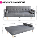 Sarantino Madison Sofa Bed Lounge Couch Futon Furniture Home Light Grey Linen Suite - RnR Galore