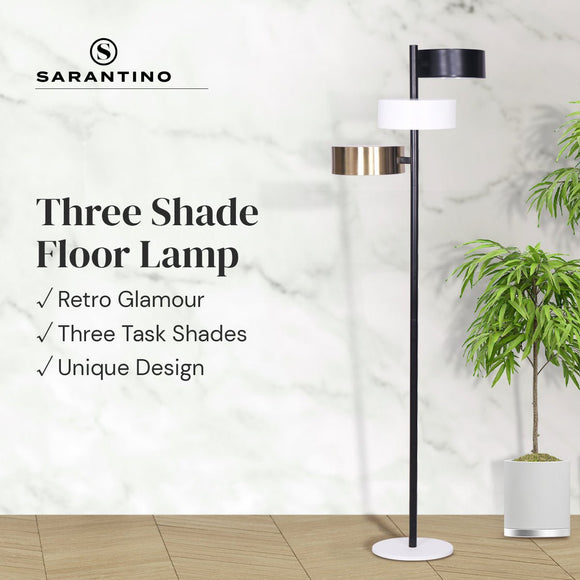 Sarantino Metal Floor Lamp with 3 Swirl Shades - RnR Galore