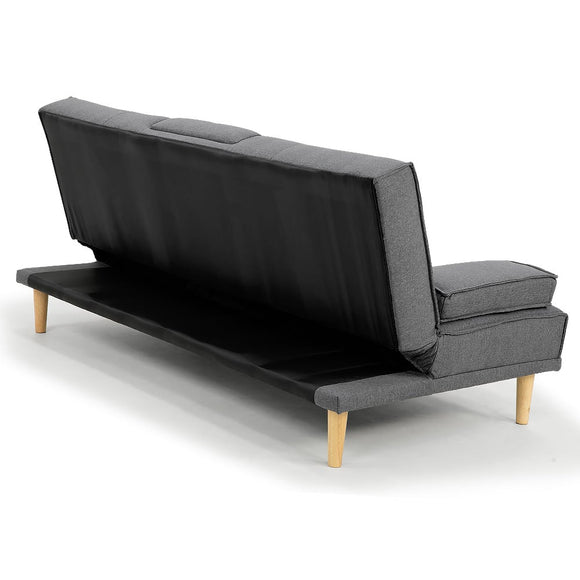 Sarantino Rochester Linen Fabric Sofa Bed Lounge Couch Futon Furniture Suite - Dark Grey - RnR Galore