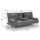 Sarantino Rochester Linen Fabric Sofa Bed Lounge Couch Futon Furniture Suite - Dark Grey - RnR Galore