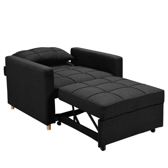 Sarantino Suri 3 - in - 1 Convertible Lounge Chair Bed - Black - RnR Galore