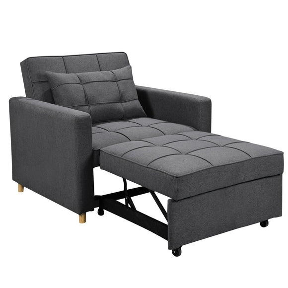 Sarantino Suri 3 - in - 1 Convertible Lounge Chair Bed - Dark Grey - RnR Galore