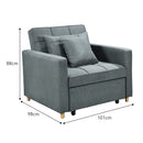 Sarantino Suri 3 - in - 1 Convertible Sofa Chair Bed - Airforce Blue - RnR Galore