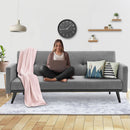 Sarantino Tufted Faux Linen 3 - Seater Sofa Bed with Armrests - Light Grey - RnR Galore