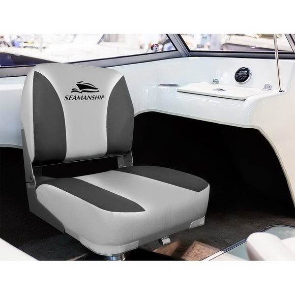 Seamanship 2X Folding Boat Seats Marine Swivel Low Back 13cm Padding Charcoal - RnR Galore