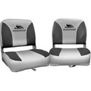 Seamanship 2X Folding Boat Seats Marine Swivel Low Back 13cm Padding Charcoal - RnR Galore