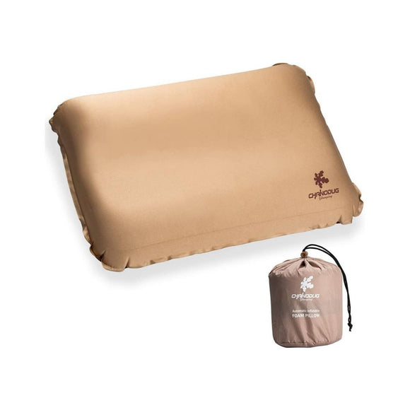 Self Inflating Camping Pillow with Ergonomic 3D Support - Gold - RnR Galore