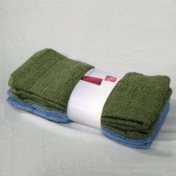 Set of 4 Budget Cotton Hand Towels 42 x 67 cm Olive Blue - RnR Galore