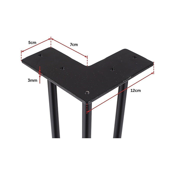 Set of 4 Industrial 3 - Rod Retro Hairpin Table Legs 12mm Steel Bench Desk - 71cm Black - RnR Galore