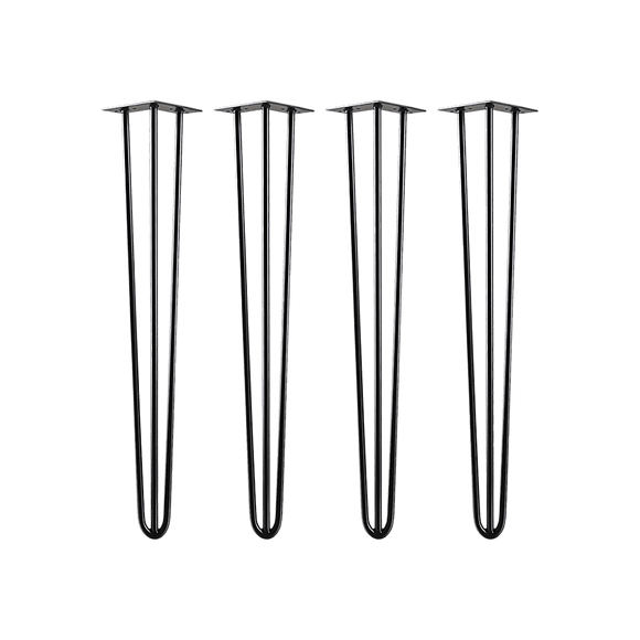 Set of 4 Industrial 3 - Rod Retro Hairpin Table Legs 12mm Steel Bench Desk - 71cm Black - RnR Galore