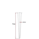 Set of 4 Industrial 3 - Rod Retro Hairpin Table Legs 12mm Steel Bench Desk - 71cm White - RnR Galore
