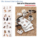 Set of 4 Kennel Club Table Placemats 29x21x0.4 cm - RnR Galore