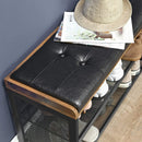 Shoe Bench with Mesh Shelf and Faux Leather Vintage Brown Black 80 x 30 x 48 cm - RnR Galore