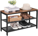 Shoe Rack with 2 Mesh Shelves, Rustic Brown and Black - RnR Galore