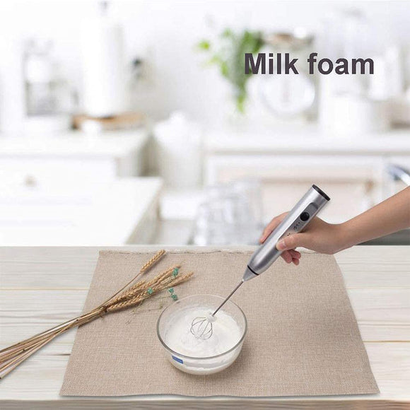 Silver Rechargeable Electric Milk Frother Handheld (3 Speeds) - RnR Galore