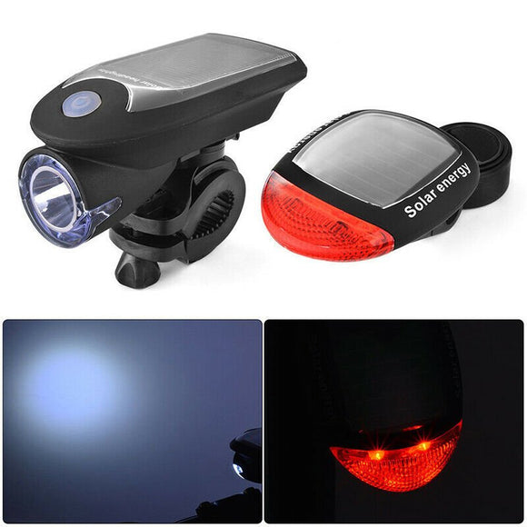 Solar Powered Bicycle Cycling Bike LED Headlight + Rear Tail Light Lamp LED with Gift Box - RnR Galore