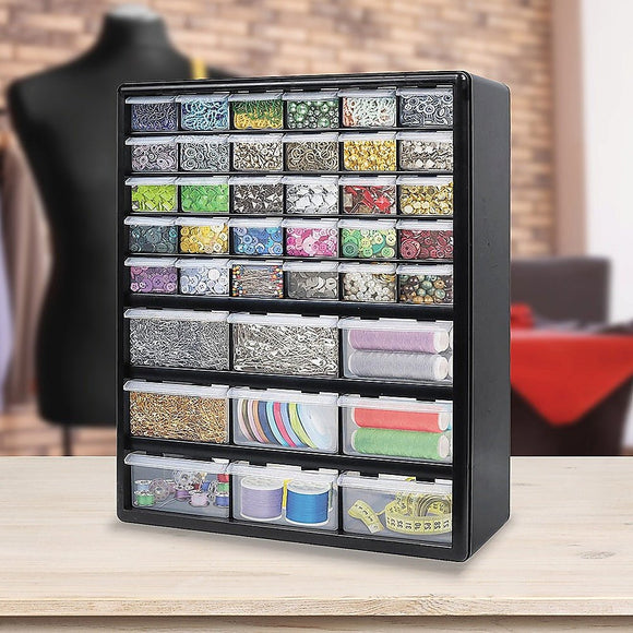 Storage Cabinet Drawers 39 Plastic Tool Box Containers Organiser Cupboard - RnR Galore