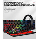 T - Wolf TF800 RGB 4 - pcs Gaming Keyboard/Mouse/Headphone/Mouse Pad Kit Set - RnR Galore
