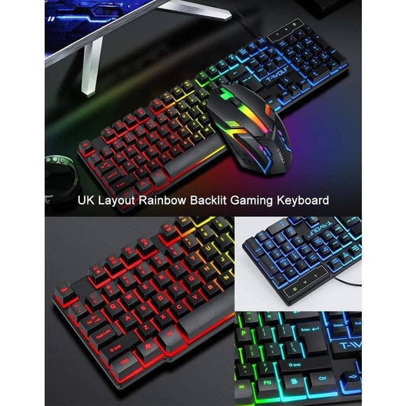 T - Wolf TF800 RGB 4 - pcs Gaming Keyboard/Mouse/Headphone/Mouse Pad Kit Set - RnR Galore