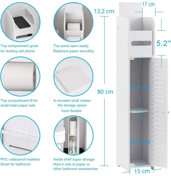 Toilet Paper Roll Holder for Bathroom (White, 80 cm) - RnR Galore