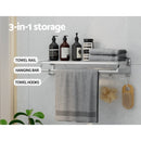 Towel Rail Rack Holder 4 Bars Wall Mounted Aluminium Foldable Hanging Hook - RnR Galore