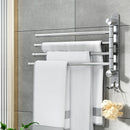 Towel Rail Rack Holder 4 Bars Wall Mounted Stainless Steel Swivel Hanging Hook - RnR Galore