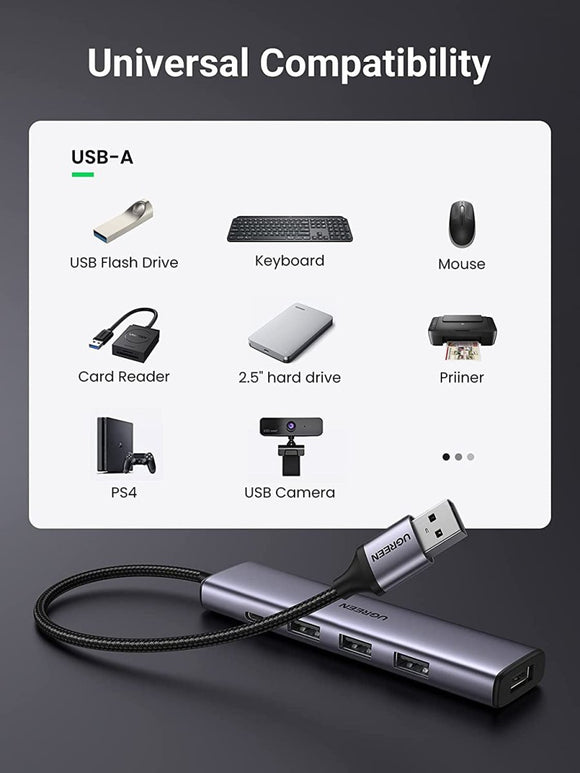 UGREEN 20805 USB 3.0 4 - Port Hub with USB - C Power Port - RnR Galore