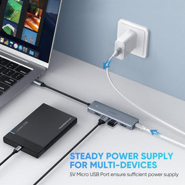 UGREEN 4 - Port USB3.0 Hub with Micro USB Power Supply 70336 - RnR Galore