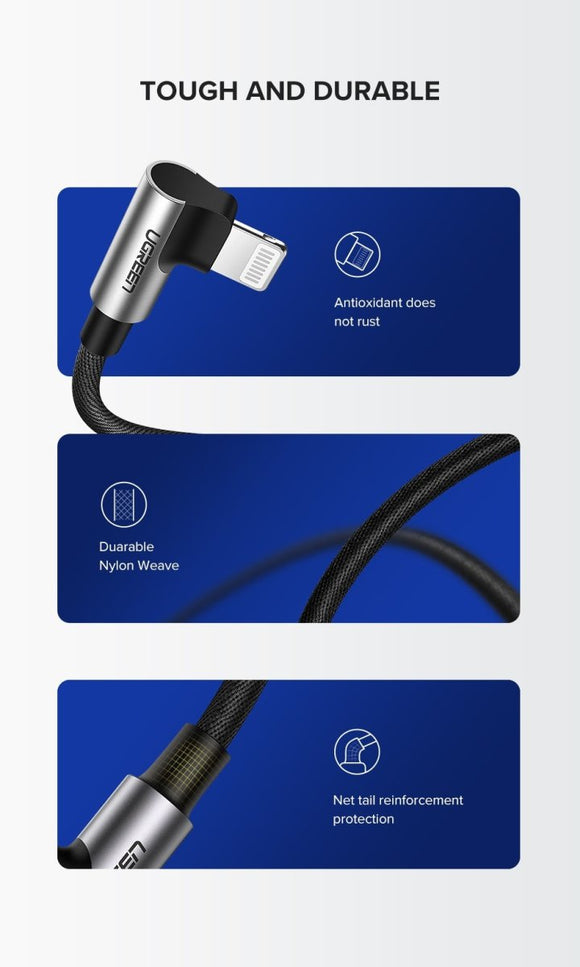 UGREEN 60521 USB - A to 8 - pin 90 Degree Angel Cable 1M - RnR Galore