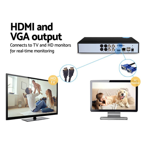 UL - tech 4CH DVR 1080P 5in1 CCTV Video Recorder 4TB Hard Drive - RnR Galore