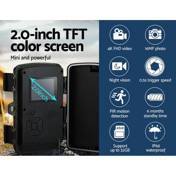 UL - tech 4K 16MP Trail Camera Wildlife Hunting Security Cam Night Vision - RnR Galore