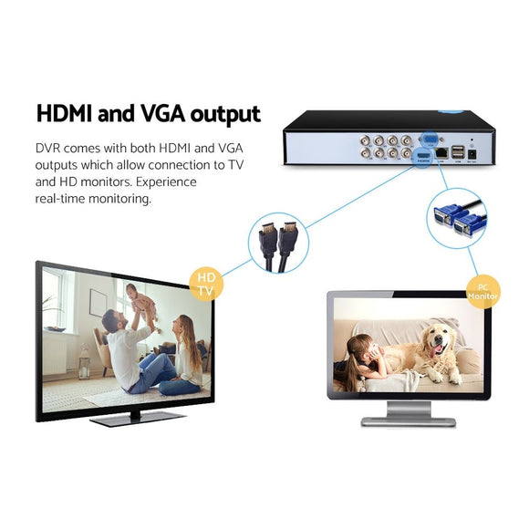UL - tech 8CH DVR 1080P 5in1 CCTV Video Recorder 4TB Hard Drive - RnR Galore