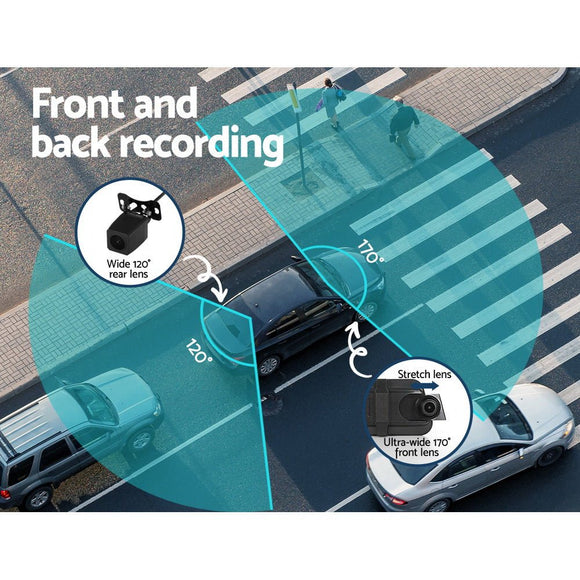 UL - tech Dash Camera 1080P 9.66" Front and Rear View Cam Car DVR Reverse Recorder - RnR Galore