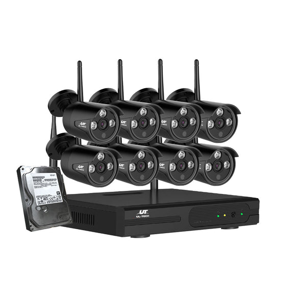 UL - tech Wireless CCTV Security System 8CH NVR 3MP 8 Bullet Cameras 4TB - RnR Galore
