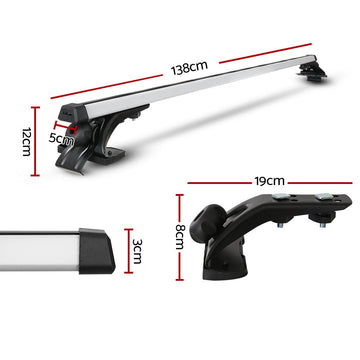 Universal Car Roof Racks Pod Aluminium Cross Bars Brackets 145cm Silver - RnR Galore