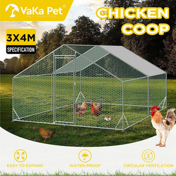 VaKa 3x4x1.95m Metal Walk - in Chicken Coop Rabbit Hutch Cage Hen House Chook Au - RnR Galore